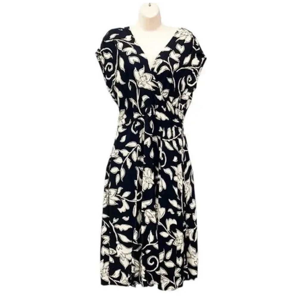 VTG 90s Surplice Empire Waist Fit & Flare Midi Maxi Floral Dress Women’s Sz 10P